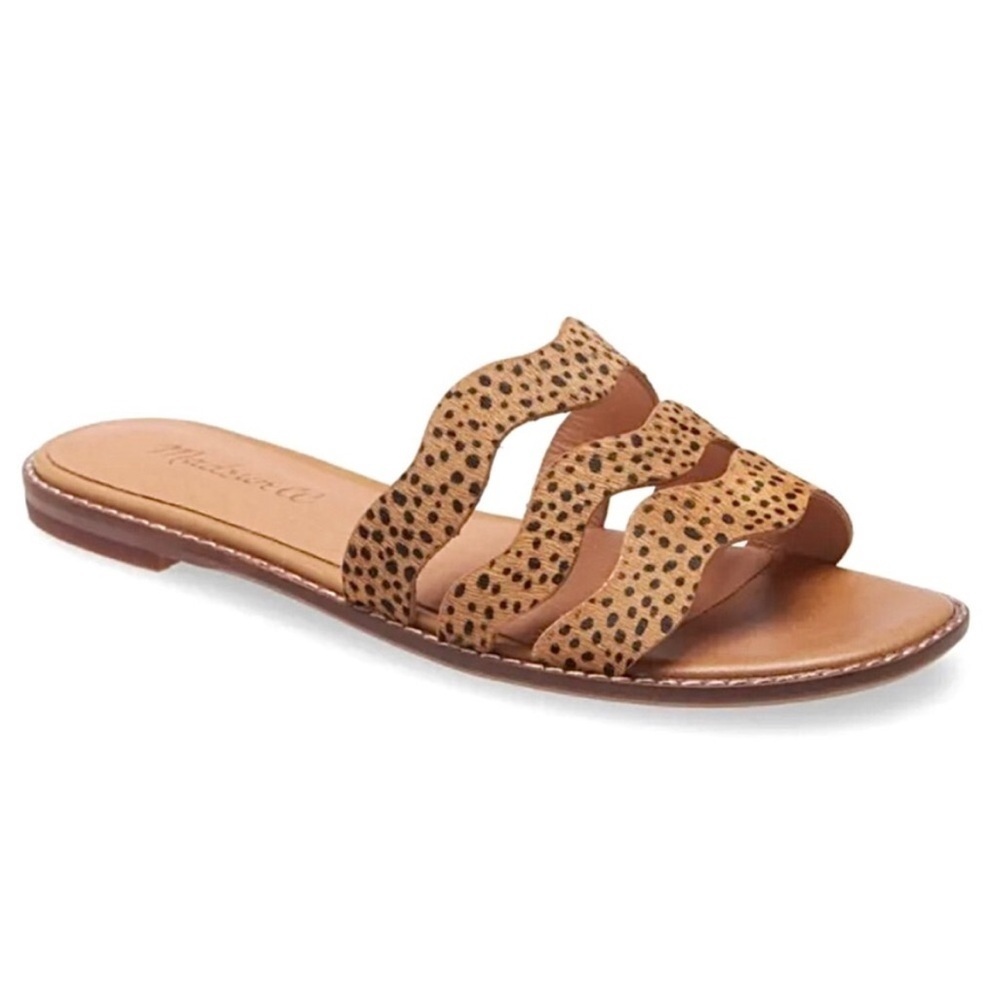 Madewell The Wave Slide Sandals in Spotted Calf Hair